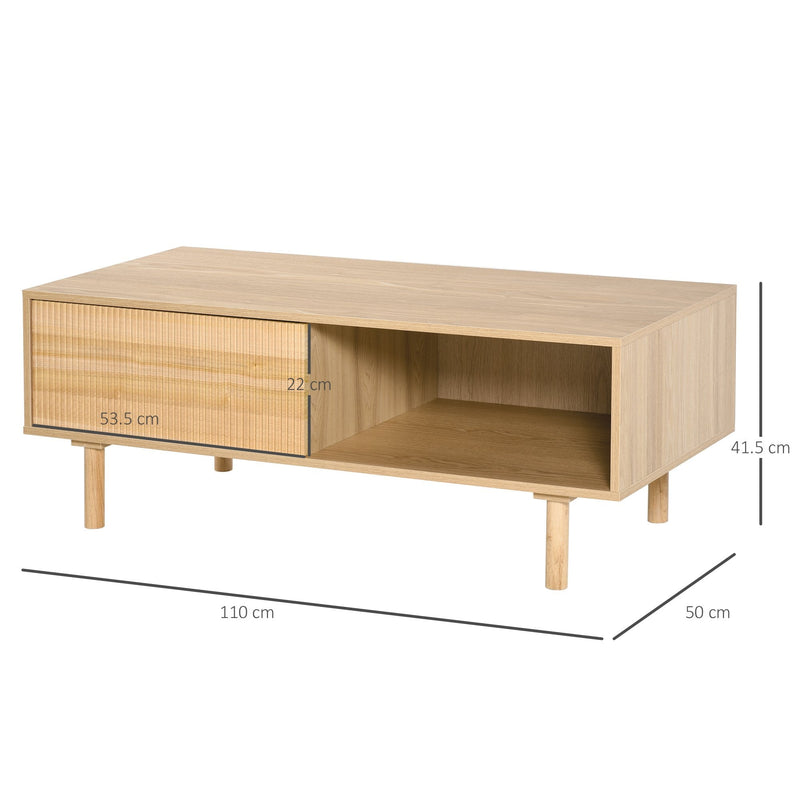 Modern Wood Coffee Table with Compartment and Cabinet, TV Stand, Rectangular Sofa Side Desk for Living Room, Bedroom, Office Cabinet Legs Room Bedroom