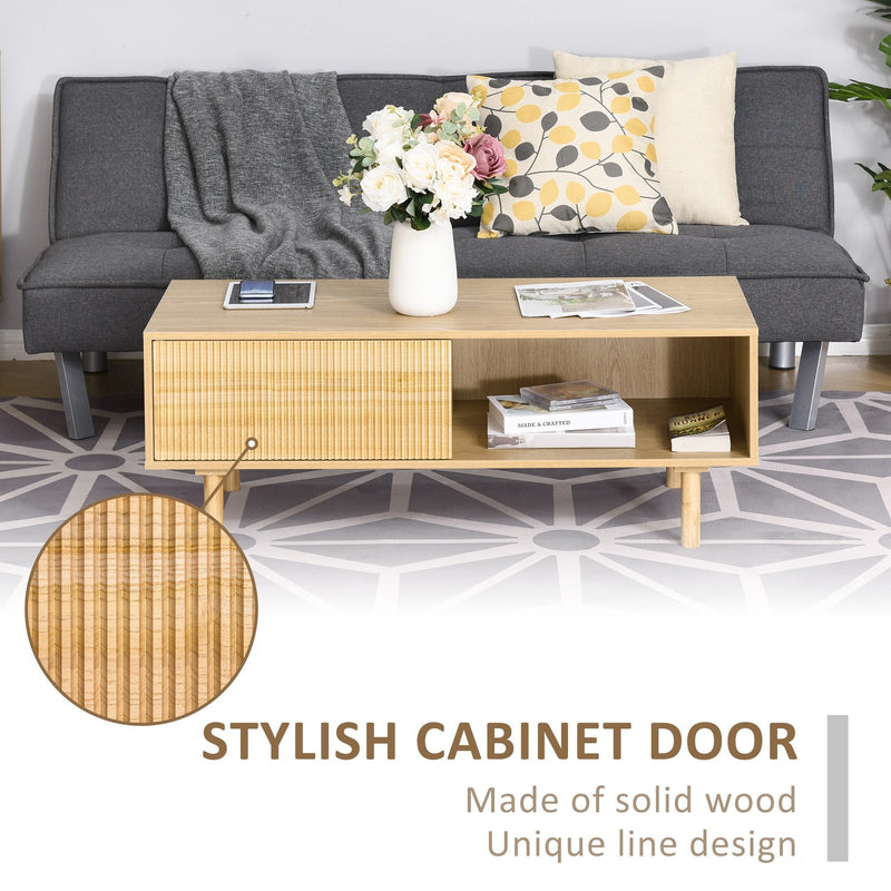 Modern Wood Coffee Table with Compartment and Cabinet, TV Stand, Rectangular Sofa Side Desk for Living Room, Bedroom, Office Cabinet Legs Room Bedroom
