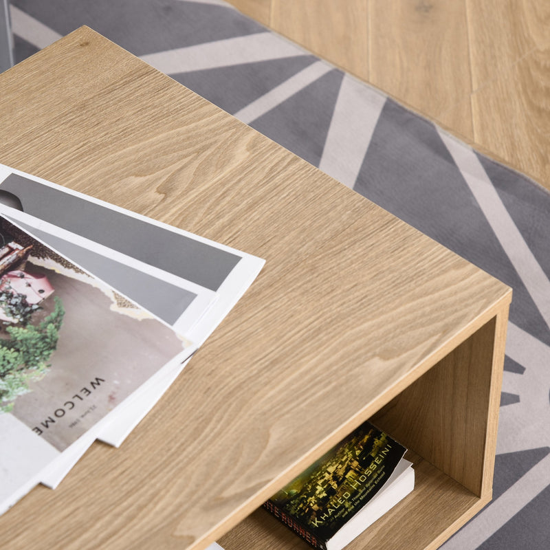 Modern Wood Coffee Table with Compartment and Cabinet, TV Stand, Rectangular Sofa Side Desk for Living Room, Bedroom, Office Cabinet Legs Room Bedroom