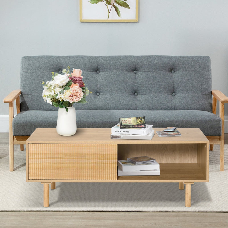 Modern Wood Coffee Table with Compartment and Cabinet, TV Stand, Rectangular Sofa Side Desk for Living Room, Bedroom, Office Cabinet Legs Room Bedroom