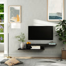 HOMCOM Floating TV Unit, Wall Mounted TV Stand with Open Shelf and 2 Cable Holes, Entertainment Unit for Living Room, Black