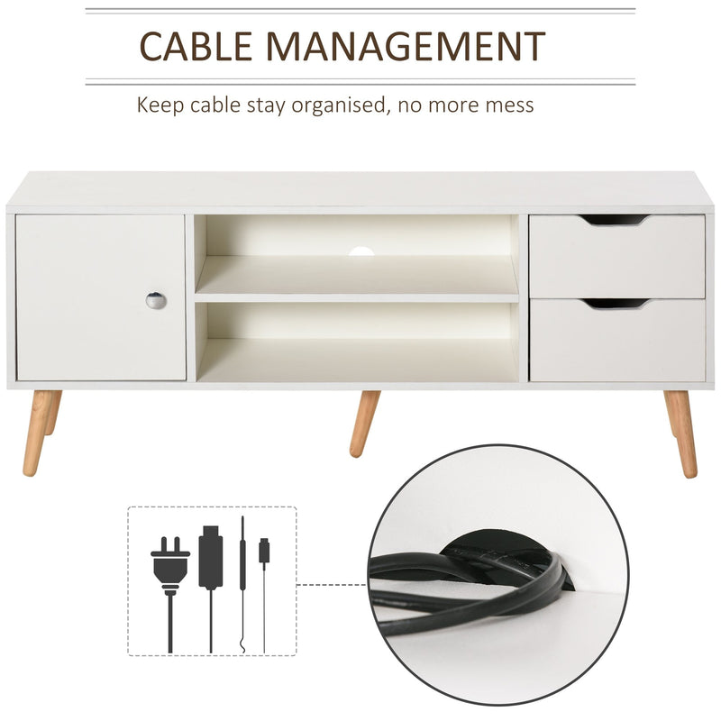 HOMCOM White TV Stand - Storage - Drawer - Shelf - Cabinet