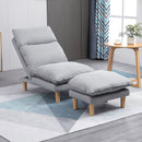 Adjustable Lazy Sofa Set Reclining Lounge Chair with Footstool - Grey