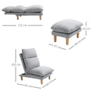 Adjustable Lazy Sofa Set Reclining Lounge Chair with Footstool - Grey