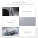 Adjustable Lazy Sofa Set Reclining Lounge Chair with Footstool - Grey