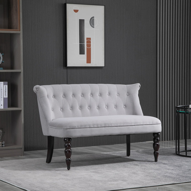 Vintage Armless Button-Tufted Fabric Loveseat 2 Seater Sofa Couch