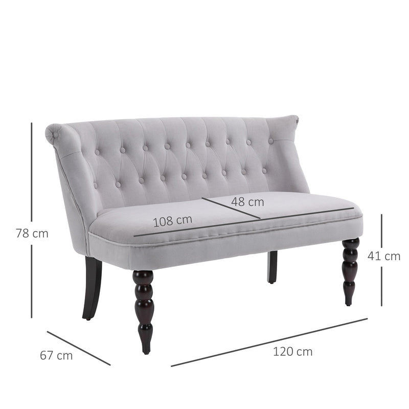 Vintage Armless Button-Tufted Fabric Loveseat 2 Seater Sofa Couch