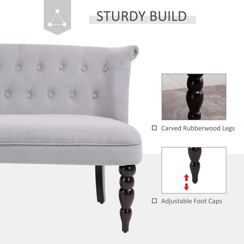 Vintage Armless Button-Tufted Fabric Loveseat 2 Seater Sofa Couch