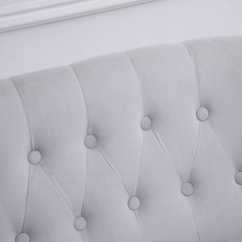 Vintage Armless Button-Tufted Fabric Loveseat 2 Seater Sofa Couch