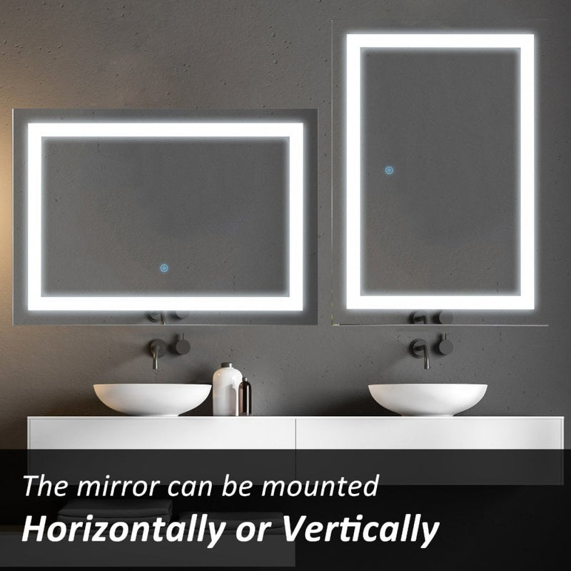 kleankin Glass Illuminated LED Edge Bathroom Mirror - 70x50cm