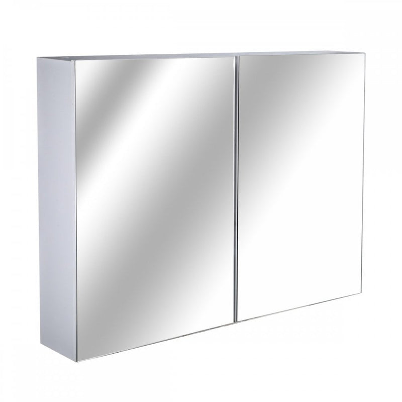 HOMCOM  Double Door Wall Mounted Glass Mirror Cabinet