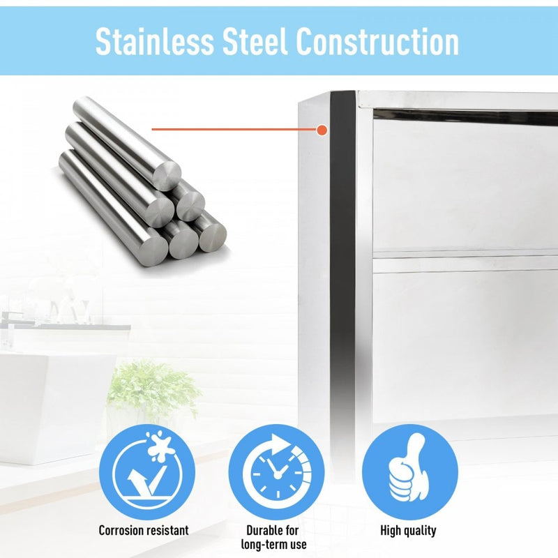 HOMCOM Stainless Steel Wall Cabinet Mirror Shelves Bathroom Furniture Storage