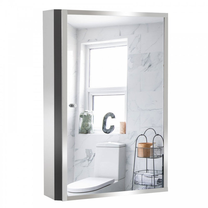 HOMCOM Stainless Steel Wall Cabinet Mirror Shelves Bathroom Furniture Storage|