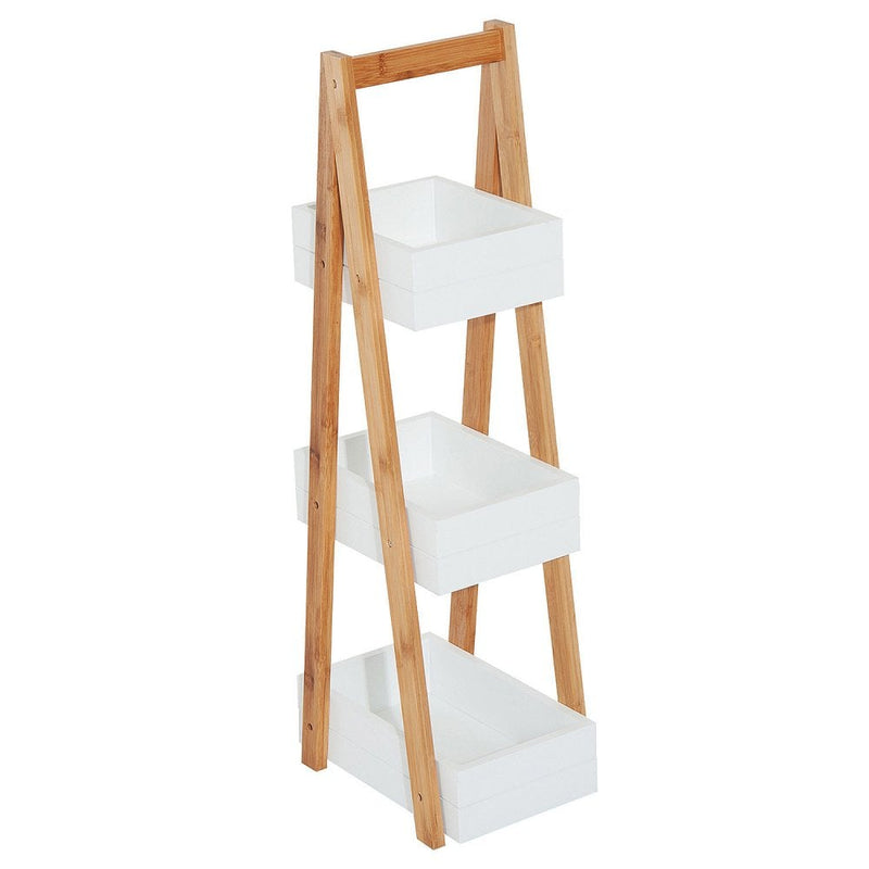 HOMCOM Bathroom A-Shape Rack, 3-Tier-Bamboo