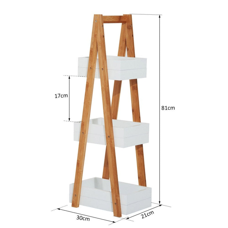 HOMCOM Bathroom A-Shape Rack, 3-Tier-Bamboo