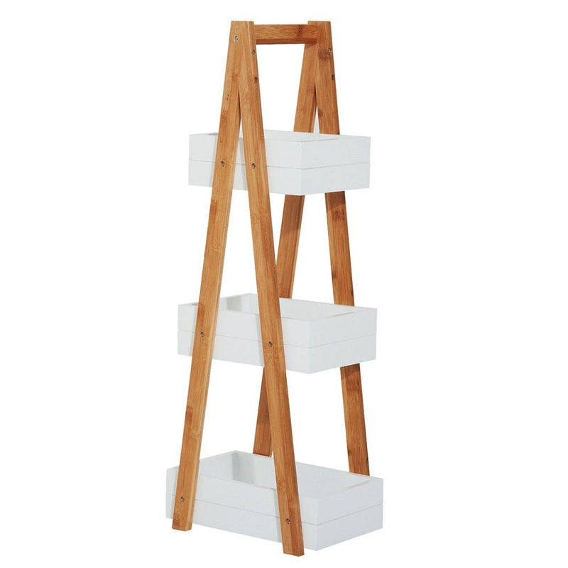 HOMCOM Bathroom A-Shape Rack, 3-Tier-Bamboo