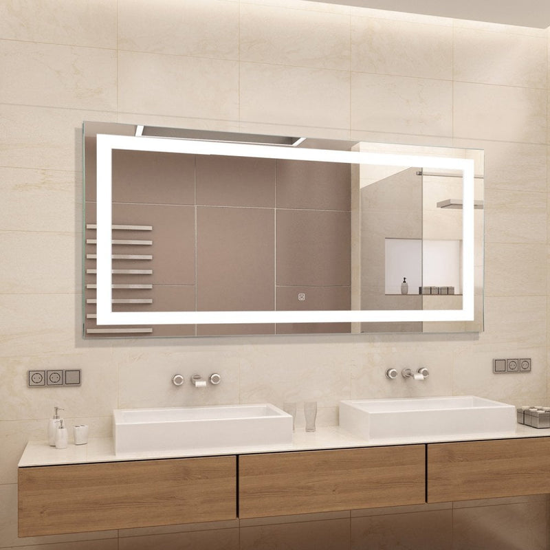 LED Bathroom Mirror Wall Mounted Illuminated Sensor 120Wx60HX4D cm Hung Wide Touch Aluminium-Silver