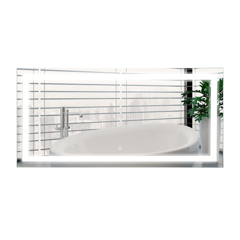 LED Bathroom Mirror Wall Mounted Illuminated Sensor 120Wx60HX4D cm Hung Wide Touch Aluminium-Silver