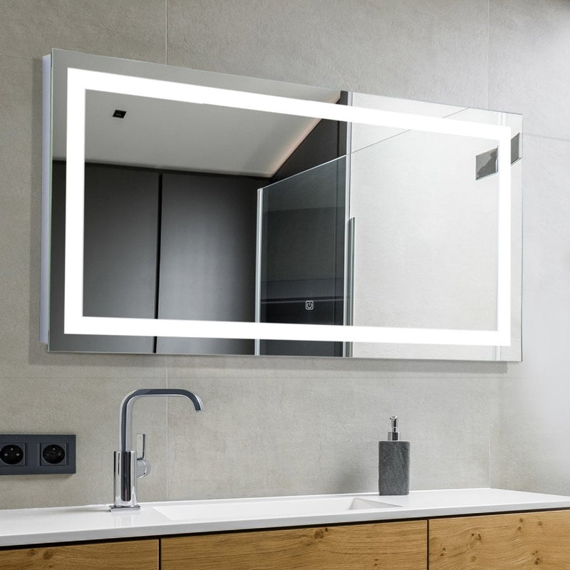 LED Bathroom Mirror Wall Mounted Illuminated Sensor 120Wx60HX4D cm Hung Wide Touch Aluminium-Silver