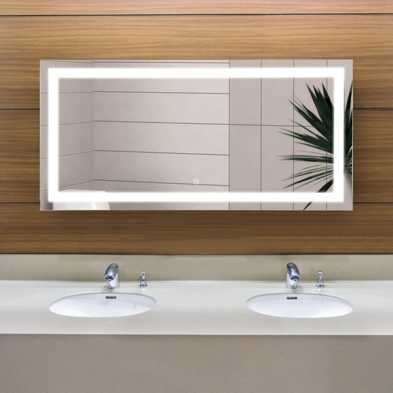 LED Bathroom Mirror Wall Mounted Illuminated Sensor 120Wx60HX4D cm Hung Wide Touch Aluminium-Silver