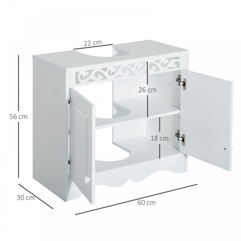 HOMCOM  Under Sink Cabinet, MDF-White