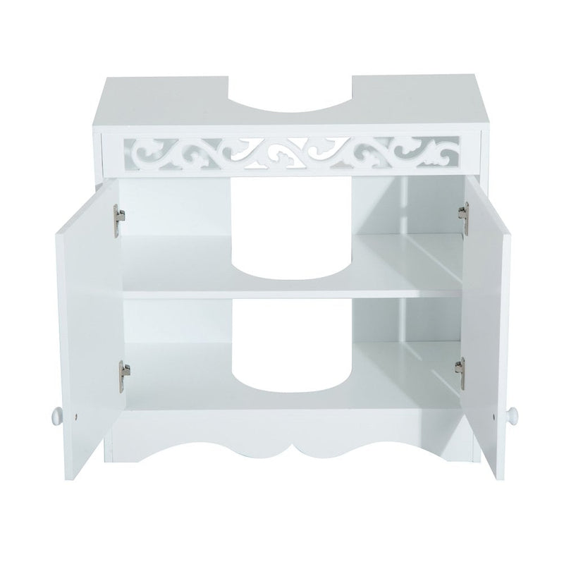 HOMCOM  Under Sink Cabinet, MDF-White