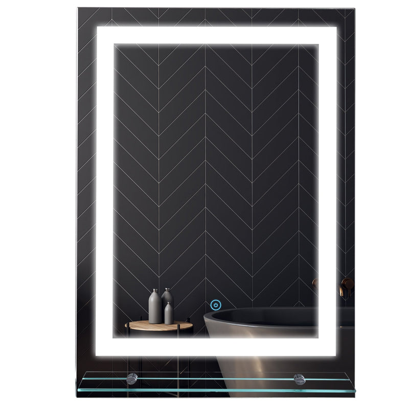 kleankin Glass Illuminated LED Edge Tall Bathroom Mirror - 70x50cm