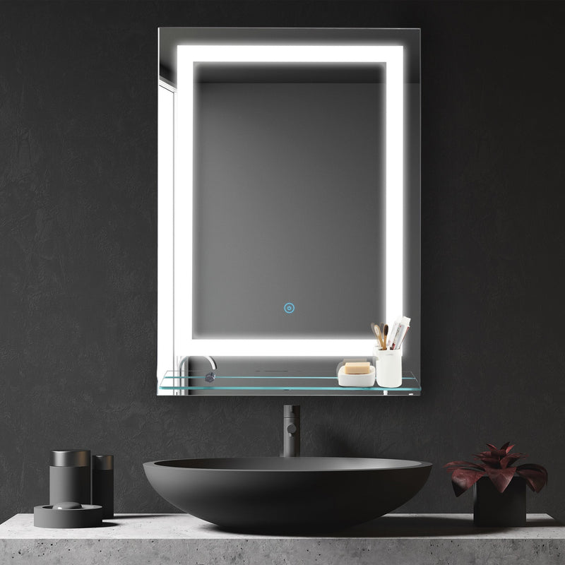 kleankin Glass Illuminated LED Edge Tall Bathroom Mirror - 70x50cm