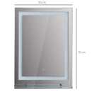 kleankin Glass Illuminated LED Edge Tall Bathroom Mirror - 70x50cm