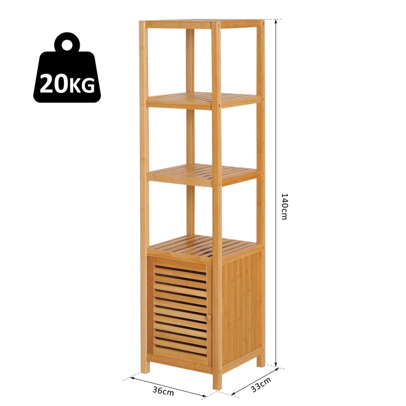 HOMCOM Bamboo 5-Tier Freestanding Bathroom Towel Rack