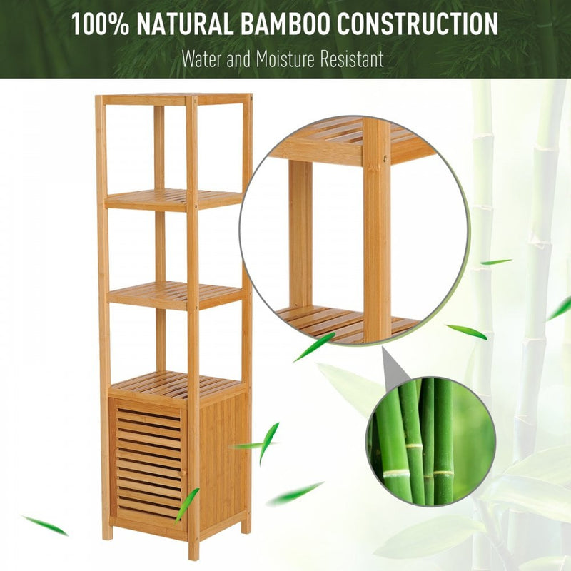 HOMCOM Bamboo 5-Tier Freestanding Bathroom Towel Rack