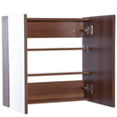 kleankin Wall Mounted Glass Bathroom Mirror Cabinet Storage Shelf, 63Wx60Hx13.5T cm-Light Walnut