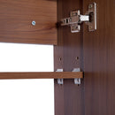 kleankin Wall Mounted Glass Bathroom Mirror Cabinet Storage Shelf, 63Wx60Hx13.5T cm-Light Walnut