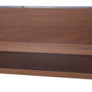 kleankin Wall Mounted Glass Bathroom Mirror Cabinet Storage Shelf, 63Wx60Hx13.5T cm-Light Walnut