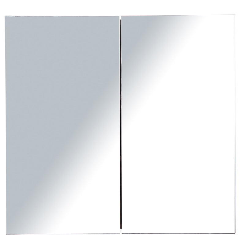 kleankin Wall Mounted Glass Bathroom Mirror Cabinet Storage Shelf, 63Wx60Hx13.5T cm-Light Walnut
