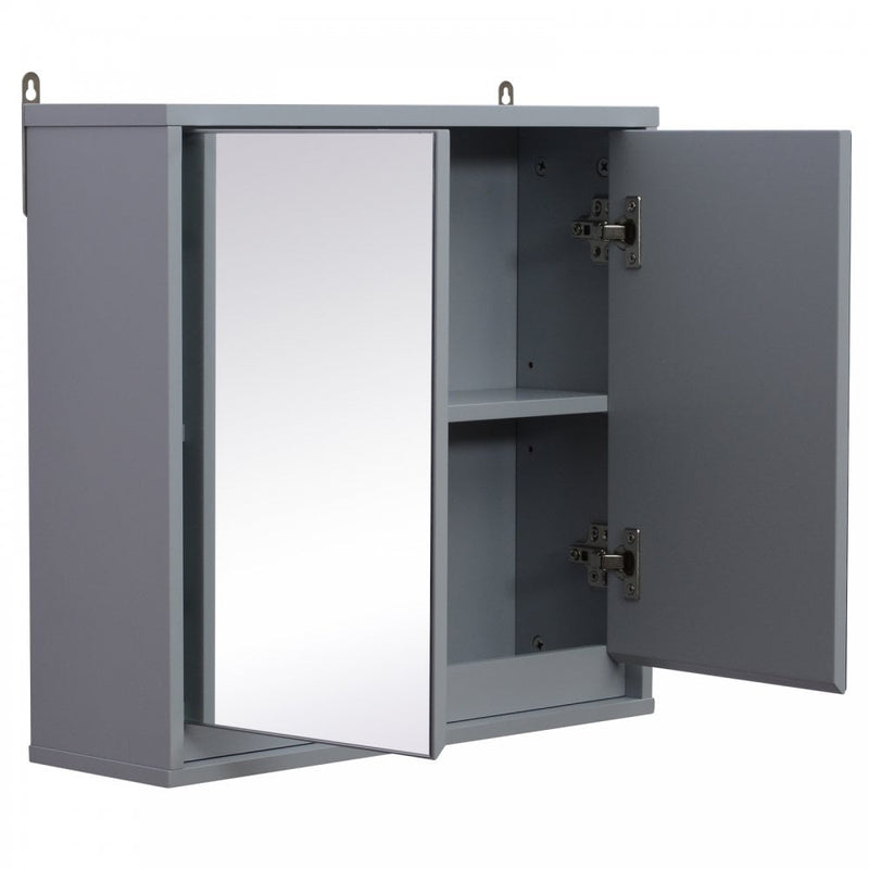 HOMCOM Bathroom Cupboard Double Door  Grey