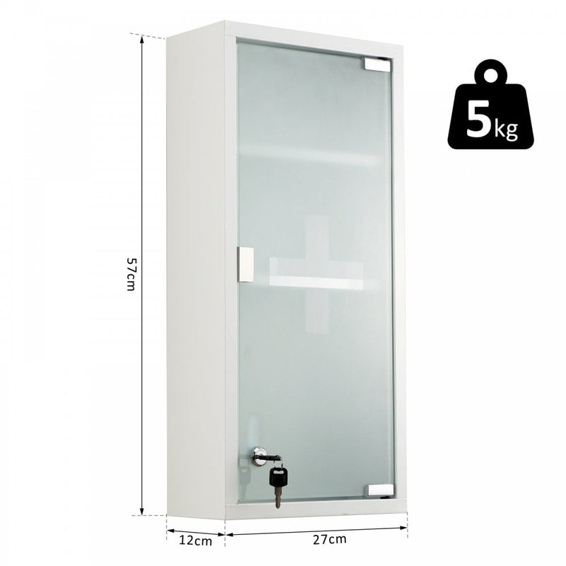 Metal Wall Mounted 3-Tier Medicine Cabinet White