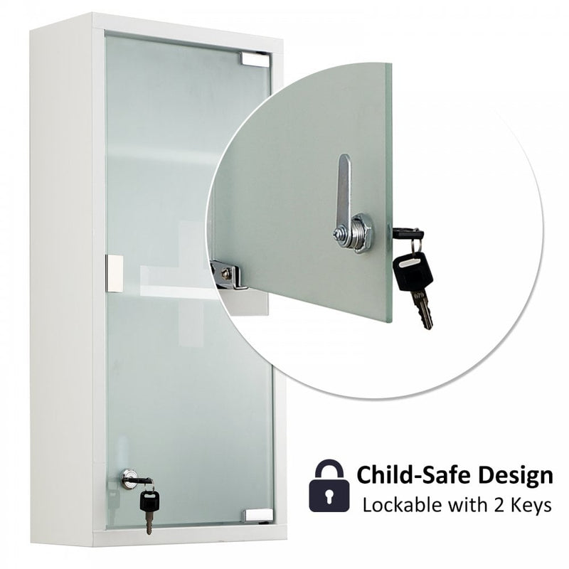 Metal Wall Mounted 3-Tier Medicine Cabinet White