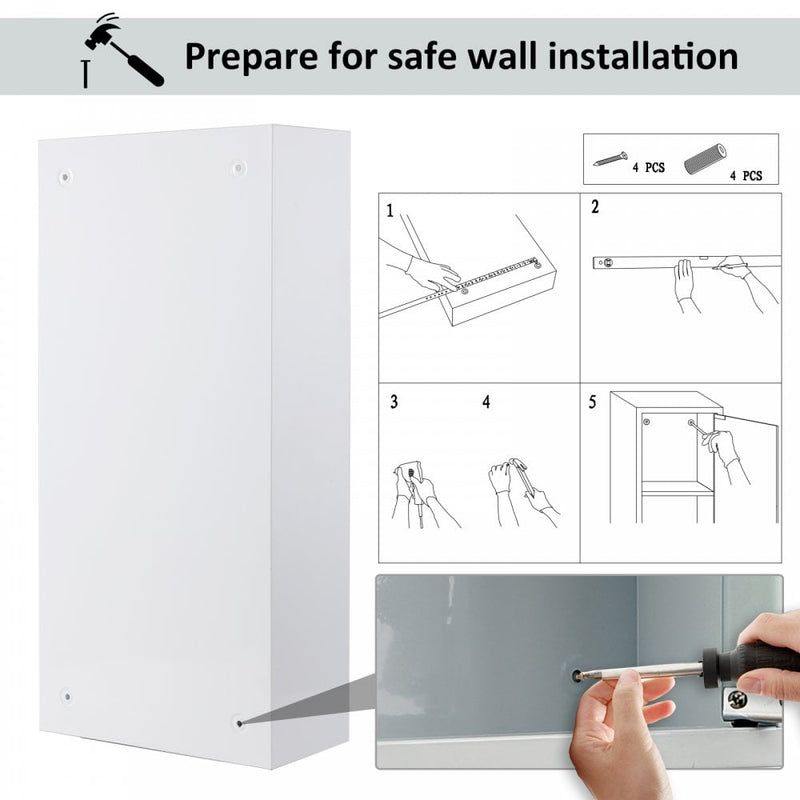 Metal Wall Mounted 3-Tier Medicine Cabinet White