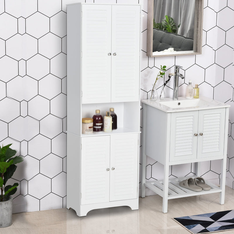 HOMCOM   Freestanding 6-Tier Bathroom Storage Cabinet White