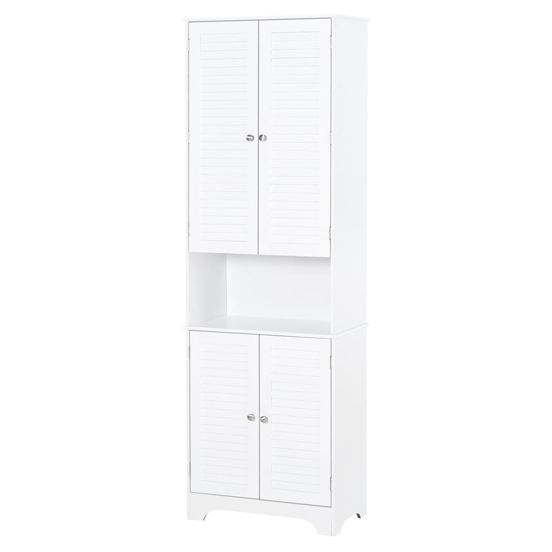 HOMCOM   Freestanding 6-Tier Bathroom Storage Cabinet White