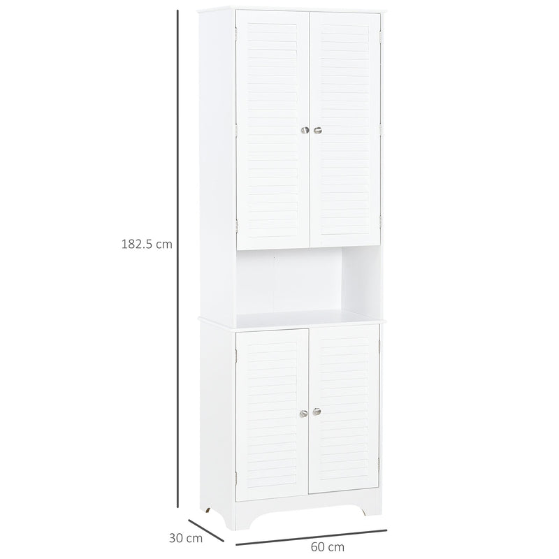 HOMCOM   Freestanding 6-Tier Bathroom Storage Cabinet White