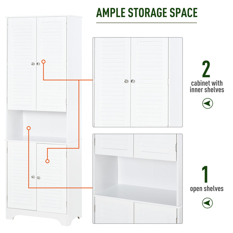 HOMCOM   Freestanding 6-Tier Bathroom Storage Cabinet White