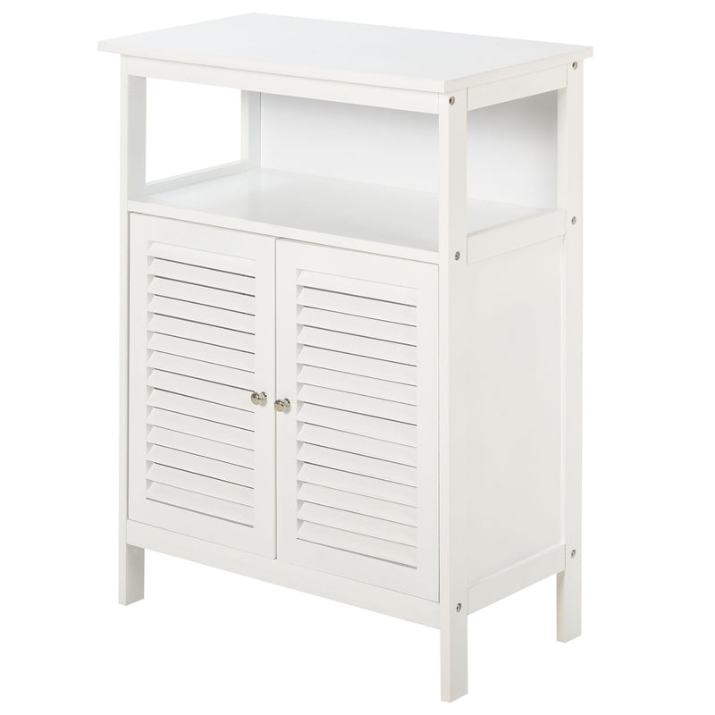 kleankin MDF 3-Tier Shutter Door Bathroom Cabinet White