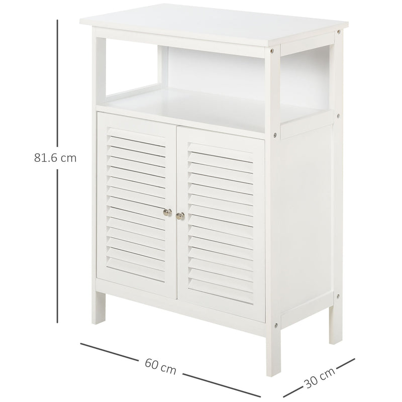 kleankin MDF 3-Tier Shutter Door Bathroom Cabinet White