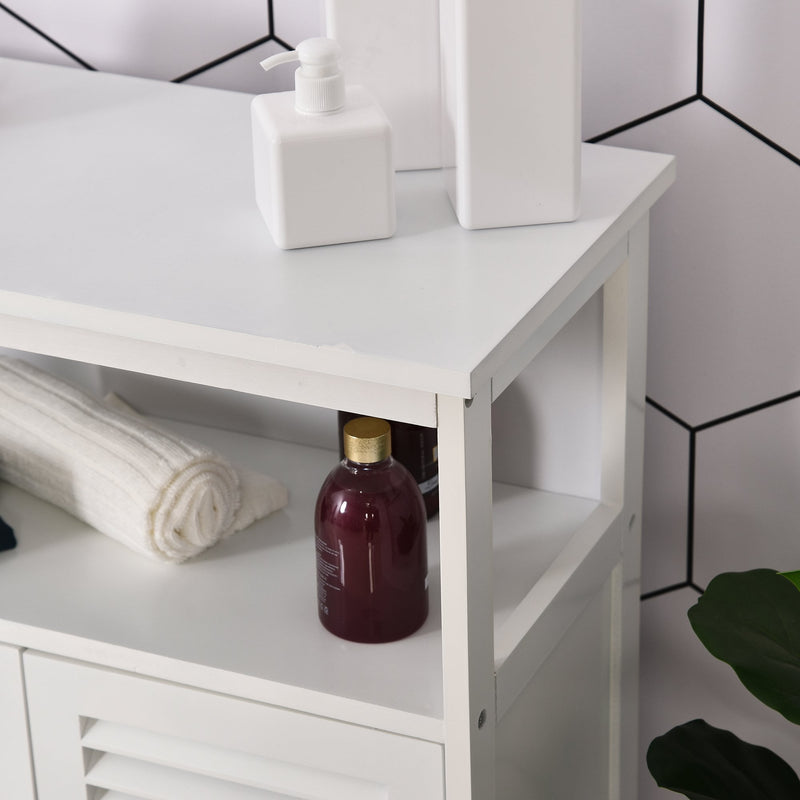 kleankin MDF 3-Tier Shutter Door Bathroom Cabinet White