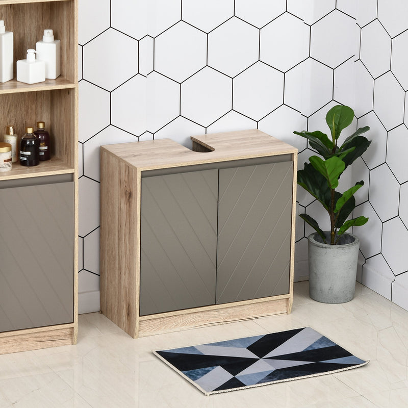 MDF Under-Sink Bathroom Cabinet Shelves Grey