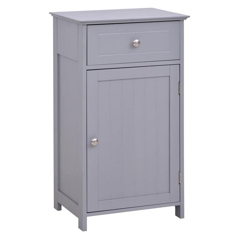 kleankin Bathroom Cabinet with Drawer and Shelf, Toilet Vanity Cabinet for Toilet Paper, Towels or Shampoo, Grey Wash Room Door Cupboard Beside Storage
