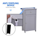 kleankin Bathroom Cabinet with Drawer and Shelf, Toilet Vanity Cabinet for Toilet Paper, Towels or Shampoo, Grey Wash Room Door Cupboard Beside Storage