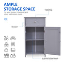 kleankin Bathroom Cabinet with Drawer and Shelf, Toilet Vanity Cabinet for Toilet Paper, Towels or Shampoo, Grey Wash Room Door Cupboard Beside Storage